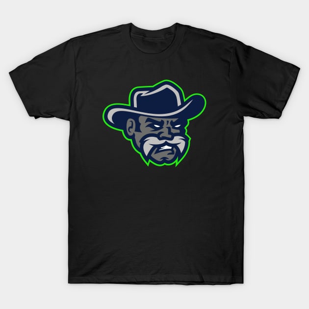 Go Wild in Style: Crazy Cowboy Sports Mascot T-shirt for Baseball, Football, Hockey, and More! T-Shirt by CC0hort